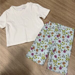 Zara Ribbed White Tee short set